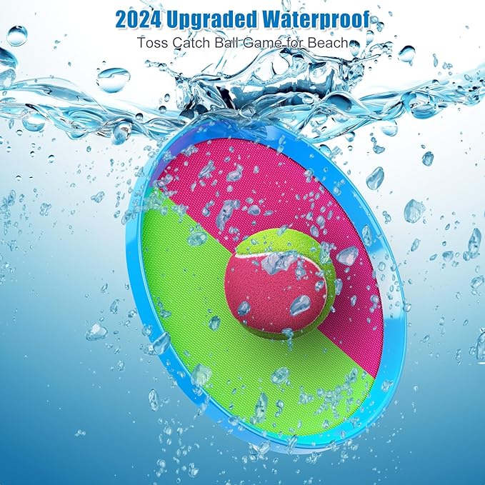 Aywewii Toss and Catch Ball Set Game Kids Outdoor Toys for Beach Pool Yard, Birthday Gift for Boy Girl Ages 3 4 5 6 7 8-12 Year Old, Outside Family Party Camping Games, 6 Paddles 3 Balls & Carry Bag