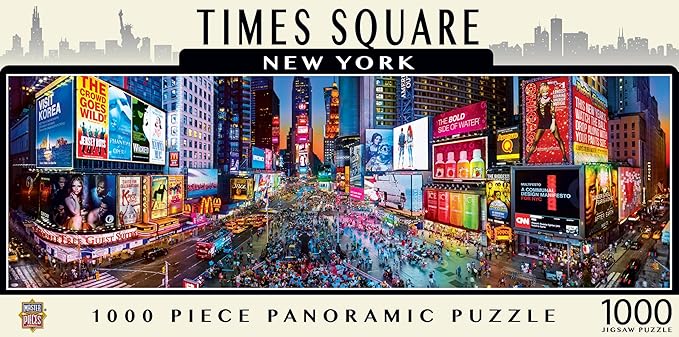 MasterPieces - 1000 Piece Jigsaw Puzzle, Times Square, New York Panoramic, Fun for Adults, Family, Kids 13"x39
