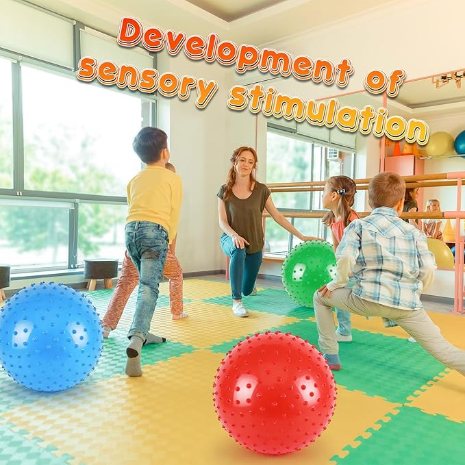 18-Inch Jumbo Playground Balls (3 Pack, Red&Blue&Green) - Oversized Inflatable PVC Balls for Kids & Pets, Backyard Grass Play, Indoor/Outdoor Games with Hand Pump