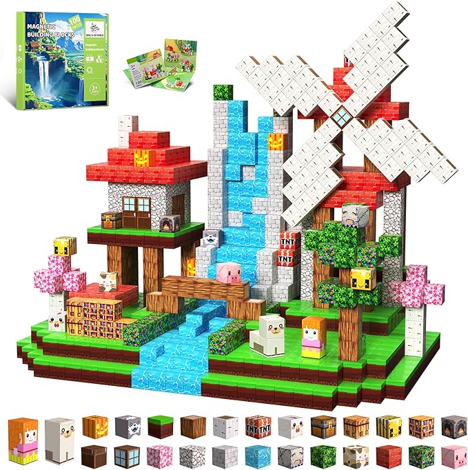 Magnetic Blocks, 100PCS Magnetic Building Blocks, Stacking Magnetic for Kids, Sensory Toy for STEM Constructions Magnetic Blocks for Boys Girls Age 3+, Holiday Birthday Gifts