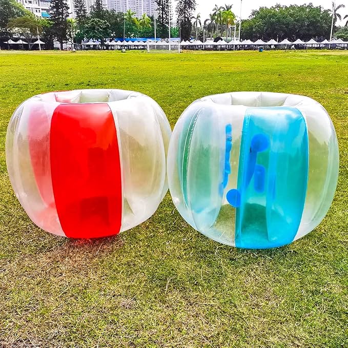 2 Pack Inflatable Bumper Balls for Adults (4ft/1.2m) Giant Sumo Balls Body Bumpers Balls Buddy Zorb Ball Outdoor Toys for Kids Yard Human Bubble Ball Hamster Ball(Red+Blue, 48inch)