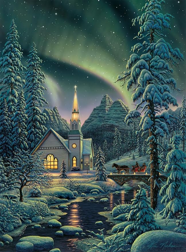 Buffalo Games – Kim Norlien - Light of The World - 1000 Piece Winter Jigsaw Puzzle - Festive, Holiday Puzzles for Adults – Precision-Cut Pieces, Christmas Artwork, Hours of Relaxing Fun