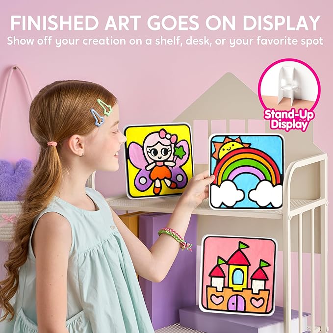 JOVA Klever Kits Air Dry Clay Painting, Air Clay Kit for Kids, 8 Pre-grooved Filling and Original Designed Boards, Easy Play and Non Toxic Material, Arts and Crafts for Kids Age 4-9