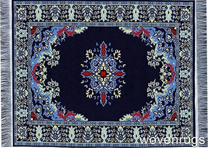 Set of 4 Dollhouse Area Rugs – Miniature Carpet Accessories for Doll Houses, 6 x 4 Inch Rectangular Floor Décor, Oriental Style