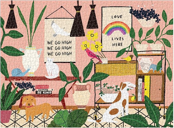Galison Love Lives Here 1000 Piece Jigsaw Puzzle for Adults and Families, Inspirational Puzzle with Quotes and Positive Messages, Multicolor
