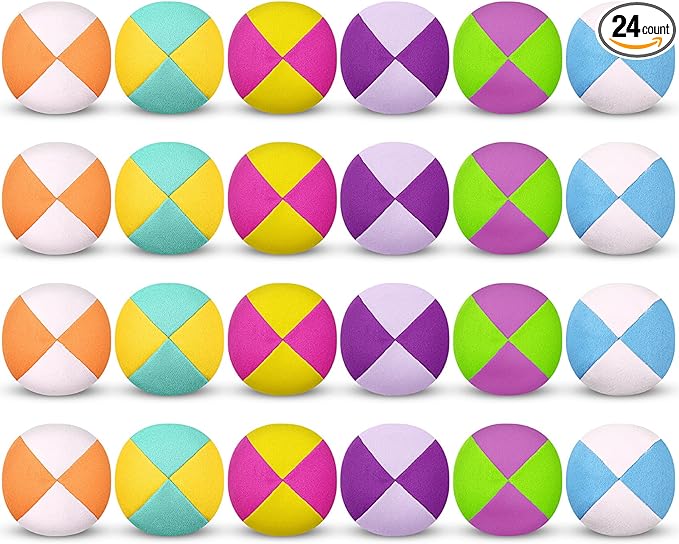 Liliful 24 Pcs 2.56 Inch Footbag Bulk Small Hacky Ball Multicolored Foot Indoor Toy for Kids Adults Teens Beginners Gifts Juggling Playing Games Party Favors