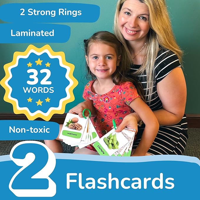 TOYVENTIVE Preschool Learning Activities, Montessori Toys for 1 Year Old, Toddler Toys 1-2, Learning Toys for 1 Year Old, Learning Toys for 2 Year Olds, Educational Flashcards, Food Toy Play Kit
