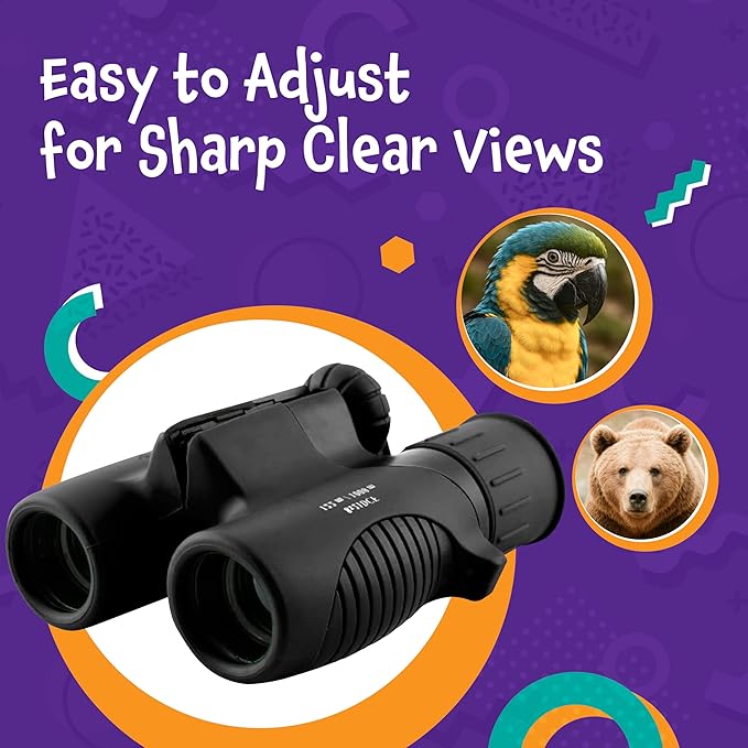 Think Peak Black Binoculars Science Toy for Kids Ages 3-12 Years - Real Compact Outdoor Adventure & STEM Educational Nature Hiking Explorer for Bird Watching, Camping Children’s Birthday Gift