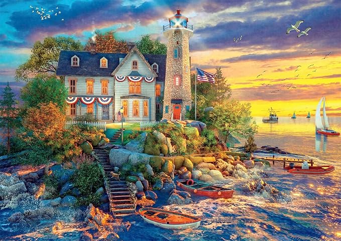 Buffalo Games - Dominic Davison - Rock Island Lighthouse - 500 Piece Jigsaw Puzzle for Adults -Challenging Puzzle Perfect for Game Nights - Finished Size is 21.25 x 15.00
