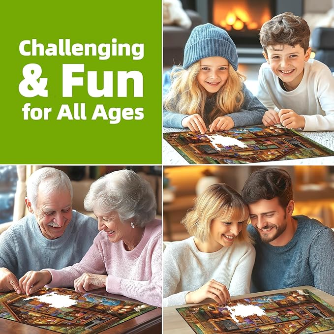 Animal Characters Jigsaw Puzzle, 1000 Pieces Puzzles for Adults, Bear Treehouse Forest Multicolor for Family Fun Decoration, Gifts, Party Toy, Finished Size 27.5" x 19.7"