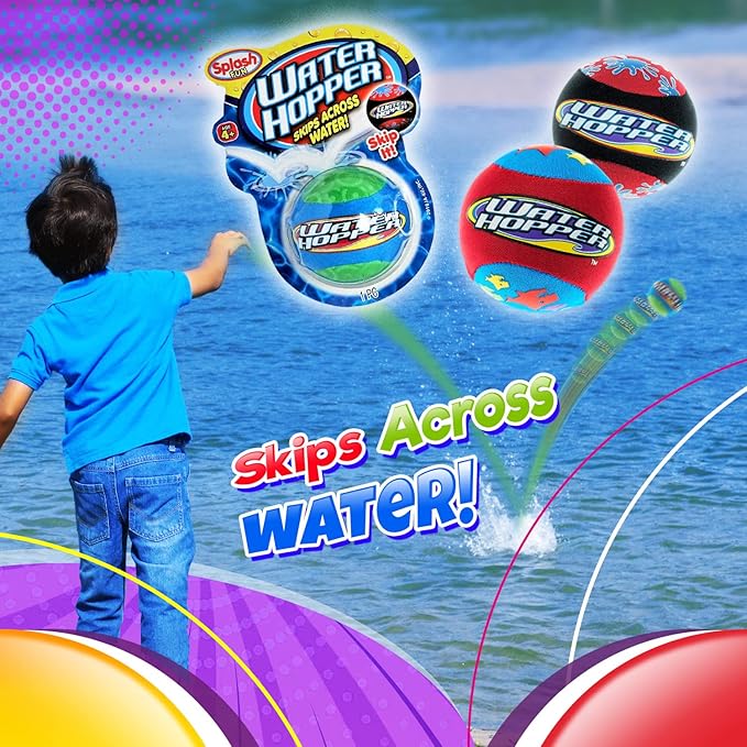 JA-RU Pro Hopper Skip Water Bouncing Ball Professional Fidget Skip Ball Pool Bounce Balls Toys. Skipping Beach Ball. Outdoor Game Party Favor Pool Toy Style B 880-1