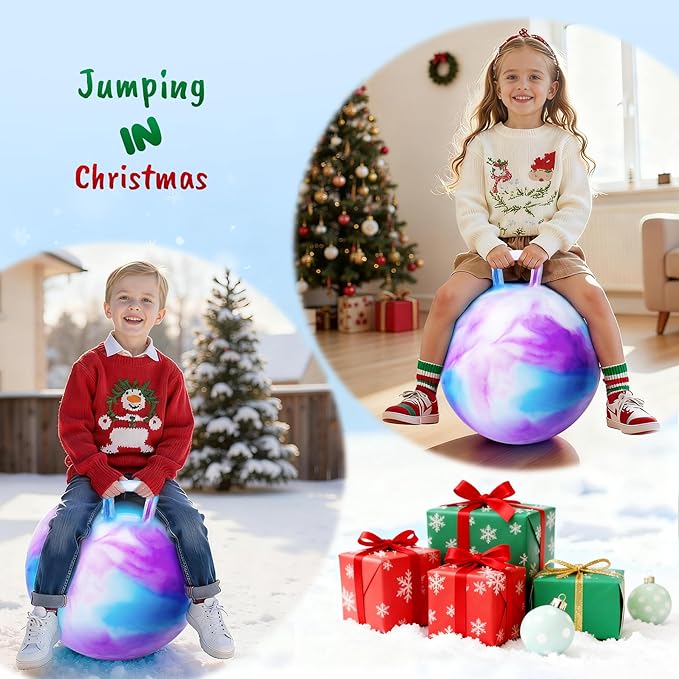 ZOOJOY Hopper Ball 2 Pack, 18 in Bouncy Ball with Handle for Kids, Clouds Girls Toys for Indoor Active Play Toys, Girls Boys Hopping Birthday Gifts for 3 4 5 6 7 8 Yr Old