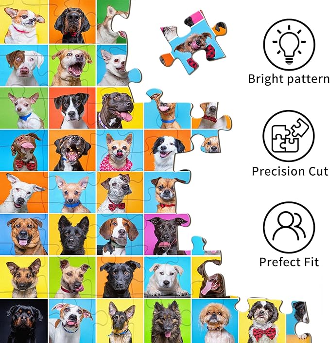 Puzzles for Adults 1000 Pieces, Jigsaw Puzzle for Adults, Fun Challenging Puzzle, Dog Photo Booth Puzzles Game, Interlock Perfectly No Dust, Gifts for Valentine's Day Easter