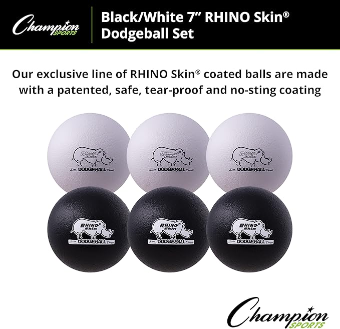 Champion Sports® Rhino Skin® Low Bounce Dodgeball Sets & Singles for Playground, PE, Backyard & League Games – Team Sports Equipment for Youth & Adults