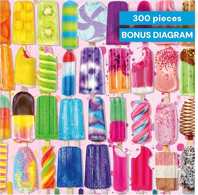 Buffalo Games - Frosty Treats - Lars Stewart - 300 Piece Large Jigsaw Puzzle for Adults - Playful Summer Ice Cream Art - Finished Size is 21.25 x 15.00, Oversized Pieces