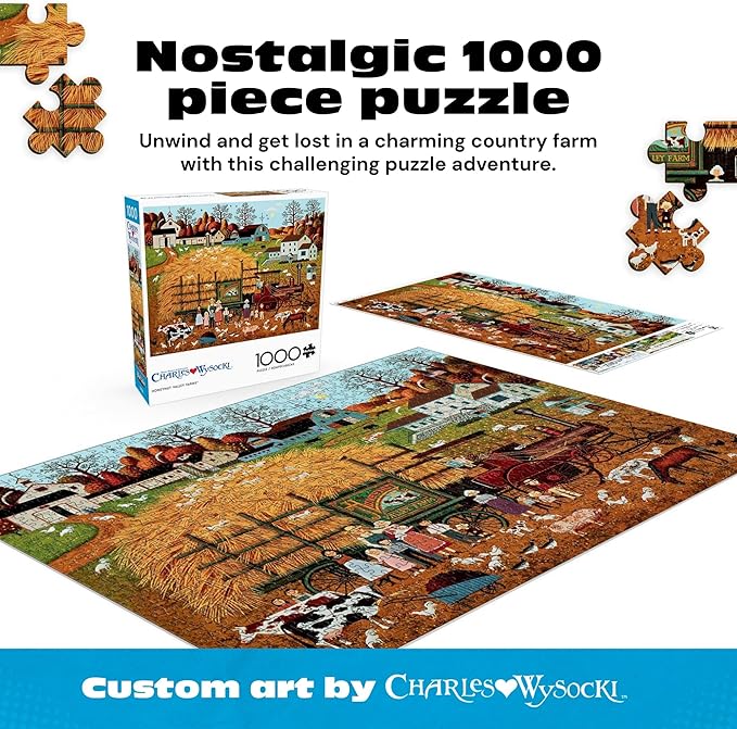 Buffalo Games – Honeynut Valley Farm Jigsaw Puzzle, 1000 Piece Puzzle for Adults, Charles Wysocki Farm Artwork