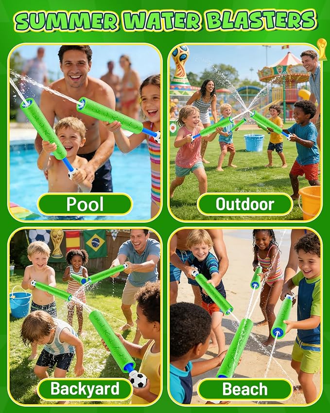 Foam Water Blaster Squirt Guns for Kids: Water Squirter Shooters for Kids Ages 4-12 with Football Design, Water Soaker Bulk for Summer Pool Toy Swimming Beach Backyard Outdoor Party Favors