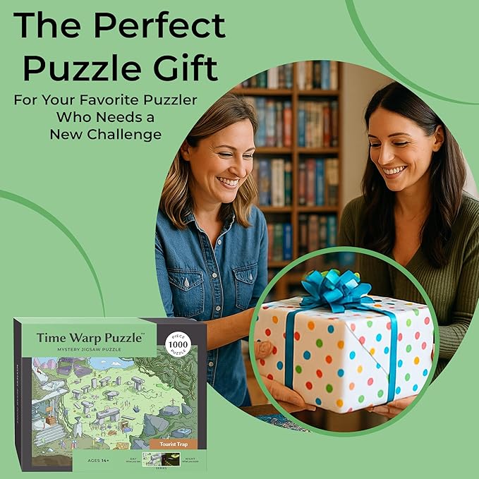 Time Warp Puzzle Series 1 – Day to Night Hidden Scene | 1000 Piece Jigsaw Puzzle for Adults | Discover a Story That Transforms as You Build | Giftable Magic Puzzle Art (Tourist Trap)