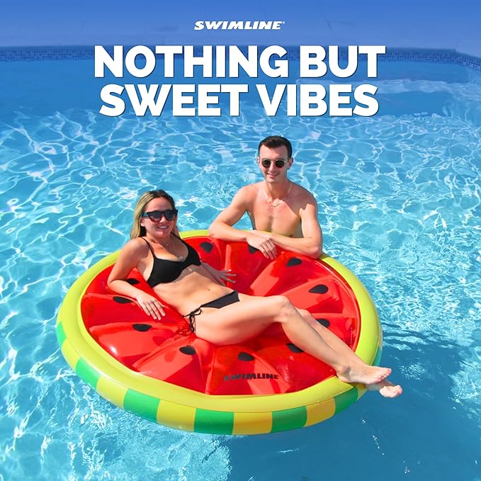 Swimline Watermelon Slice Floating Pool Island Red/Green 60'' Diameter