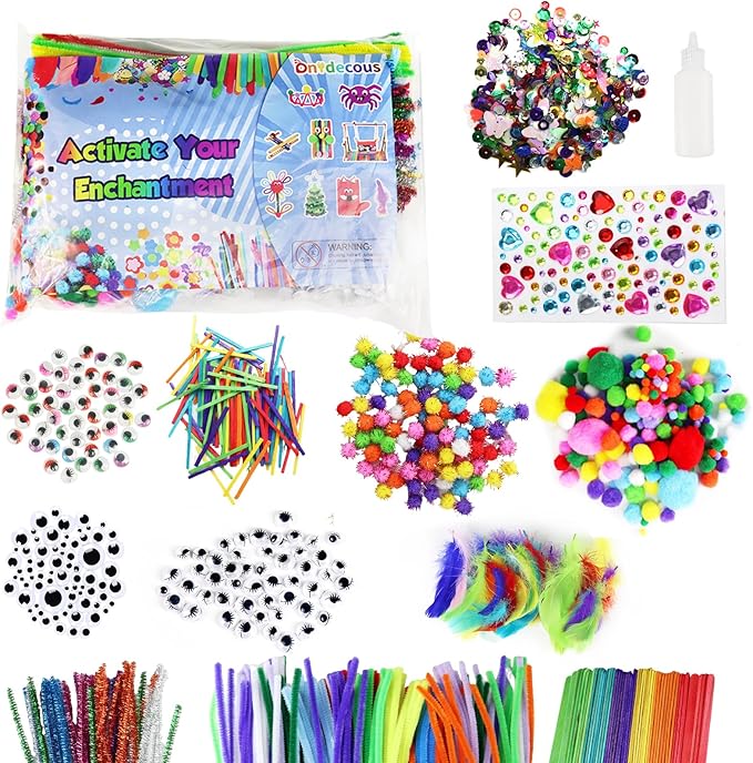 ANTDECOUS Arts and Crafts Supplies Kit for Kids - 1200+PCS Craft Supplies & Materials for Kids Creative Art Birthday Holiday Gift Craft Kits for Girls Boys 4+ 5 6 7 8 9 Year Old