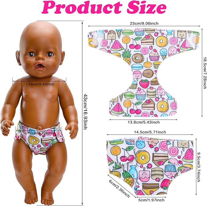 5 PCS Baby Doll Diapers Underwear for 12-15 Inch Reborn Baby Dolls, Multi-colored, Includes 5 Materials, Fits 12-15 Inch Dolls, Practical Gift, Enhances Doll Play