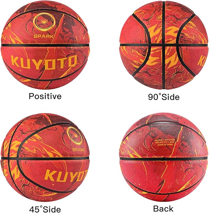 KUYOTQ Kids Youth Adult Size 3/4/5/6/7 (22/25.5/27.5/28.5/29.5") Basketball Premium Rubber or Faux Leather Basketball Indoor Outdoor Basketball for Boys Girls Womens Mens Basketball Gifts (Deflated)