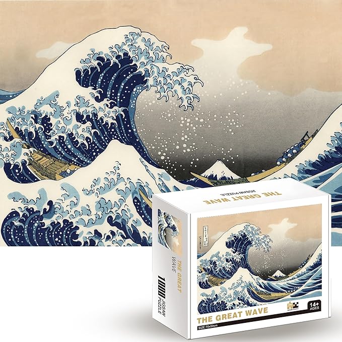 1000 Piece Jigsaw Puzzles for Adults Teens Kids - Fine Art Challenging, The Great Wave 1000Pcs Puzzle, Family Game Gift, Size 27"x20"