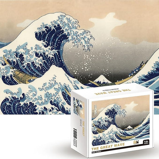 1000 Piece Jigsaw Puzzles for Adults Teens Kids - Fine Art Challenging, The Great Wave 1000Pcs Puzzle, Family Game Gift, Size 27"x20"