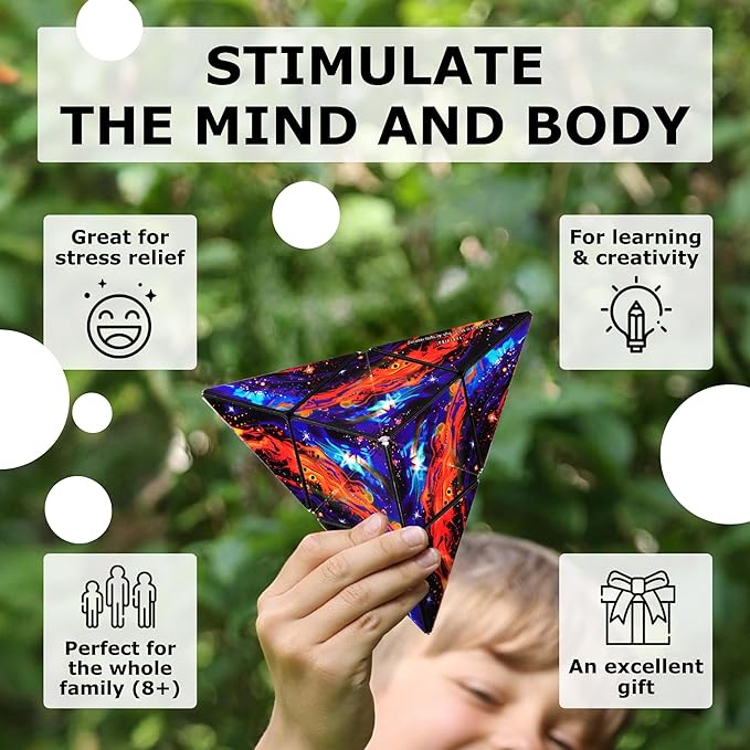 Shashibo DODECA Shape Shifting Box - STEM Fidget Toy with Ultra Strong Magnets - Sensory Puzzle Cube Transforms Into 100+ Shapes, Easter Basket Stuffers Gift for Kids, Teens, and Adults (Infinity)