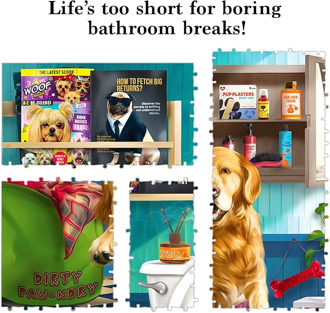 Jigsaw Puzzle 1000 Pieces - The Morning Dump, Fun for Families, Friends, Puzzle Enthusiasts, Game Nights, Includes Sorting Trays, Poster, Gifts for Dog Lovers Ages 15+, Finished Size 27.5” x 19.5"