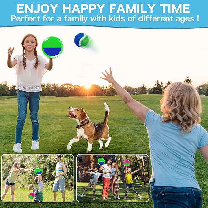 Officygnet Ball Catch Game, Kids Toss Game for Ages 3 4 5 6 7 8-12 Year Old Boy Girl, Catching Ball Set with 4 Paddles for Outdoor Toys/Yard Games/Beach Toys/Pool Toys for Kids Easter Birthday Gifts