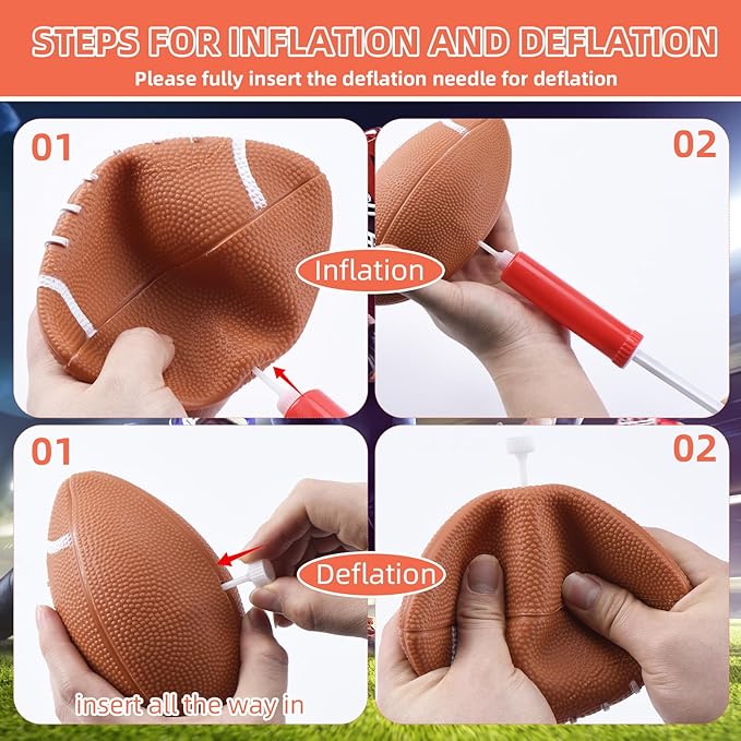 Football Toss Game Set with 4 Inflatable Balls – Football Throwing Target Toy for Kids Ages 8-12, Indoor & Outdoor Sports Activity for Boys and Girls Ages 3+