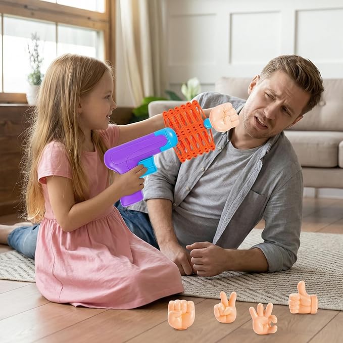 VOSAREA Retractable Fist Hand Prank Prop Plastic Spring Fist Shooter Extendable Arm Grabber Fists Reacher 4 Gestures Shooters Retractable Party Trick Prop for Halloween Chirstmas Party