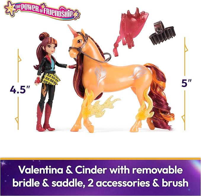 Unicorn Academy, Valentina & Cinder Power of Friendship Set, Translucent Saddle & 2 Power Accessories, Dolls & Unicorn Toys for Girls Ages 4 and up