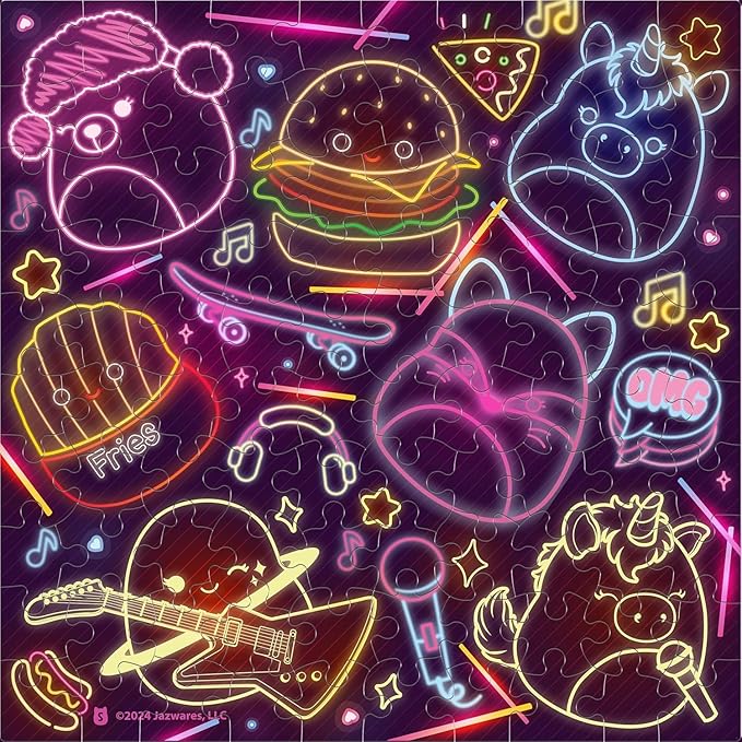 Buffalo Games - Glow in the Dark - Squishmallow Neon Lights - 100 Piece Jigsaw Puzzle
