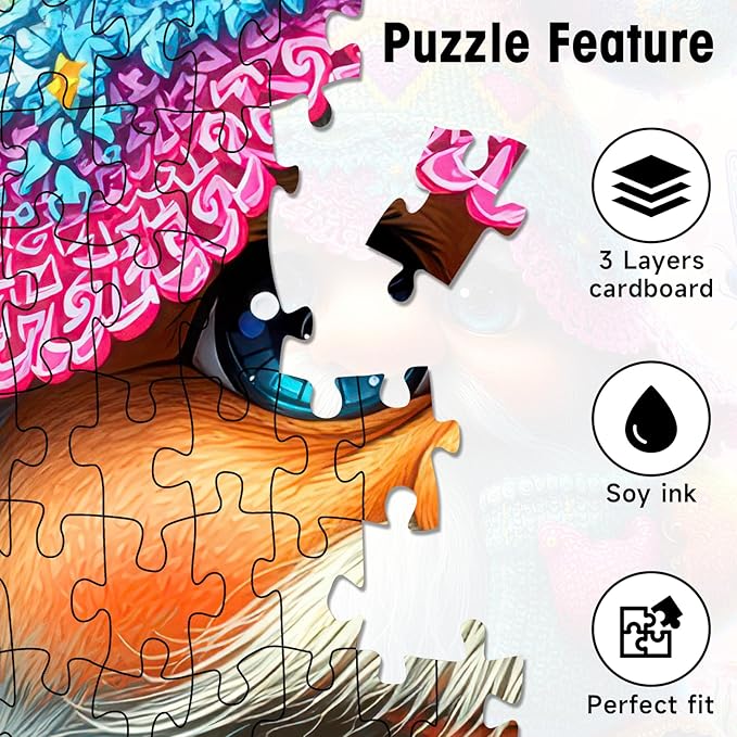 1000 Pieces Jigsaw Puzzles for Adults, Cute Gnome with Hearts & Butterflies Puzzle with Letters on Back, 22.8×22.8 Inch Hard Difficult Challenging Adult Puzzle for Gift & Home Decor