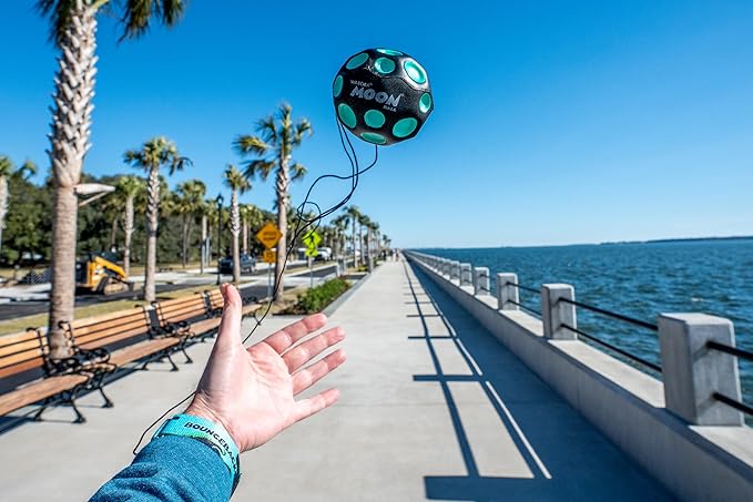 Waboba Bounceback Returning Black and Blue Moon Ball Hyper Bouncy Balls, Extreme Bounce and Fun, Super High Bouncing Ball for Active Play and Outdoor Games
