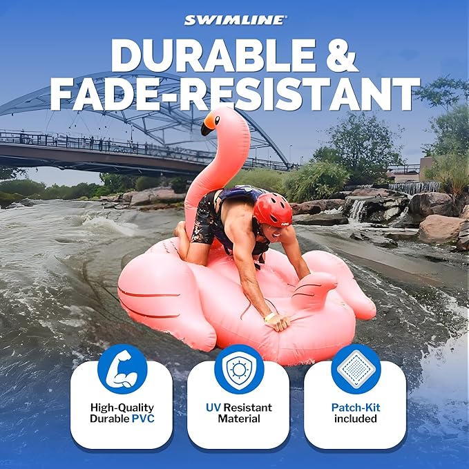 SWIMLINE ORIGINAL 90627 Giant Inflatable Flamingo Pool Float | Stylish Ride-On Raft with Stable Wings & Legs | Lounge Floatie Great for Summer Fun