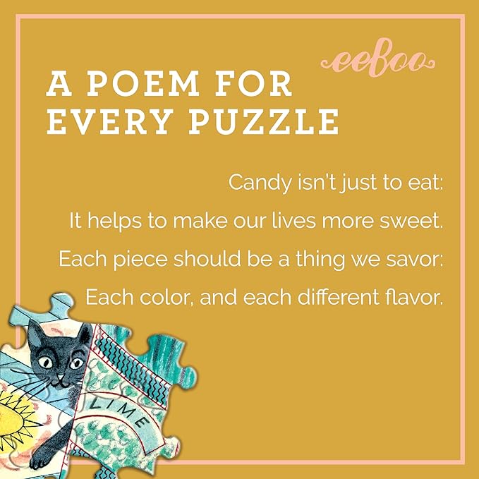 eeBoo 1000 Piece Puzzle -Sweet Shoppe Puzzle for Adults, Square 23" x 23" Made with Recycled Board & Vegetable-Based Ink
