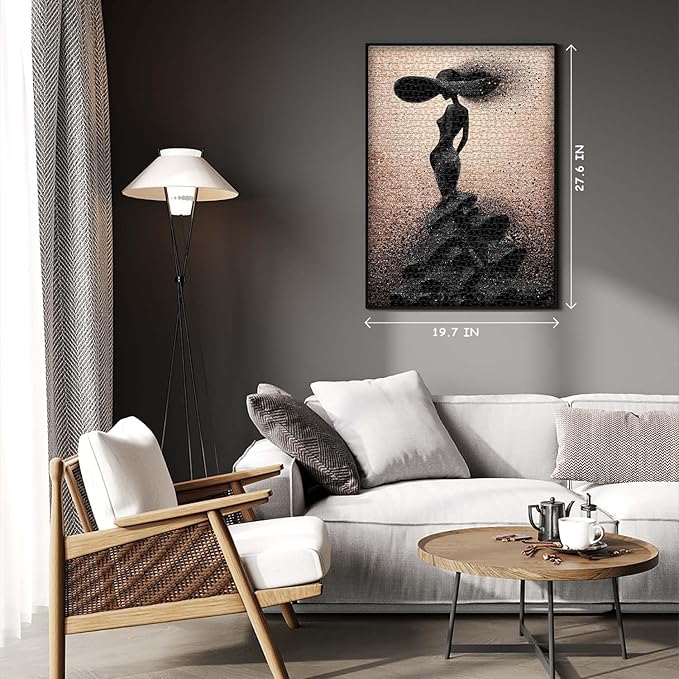 Impossible Puzzles for Adults 1000 Pieces, PICKFORU Black Women Aesthetic Art Puzzle, Beauty Elegant Lady Diamond Aesthetic Art Challenge Jigsaw Puzzle