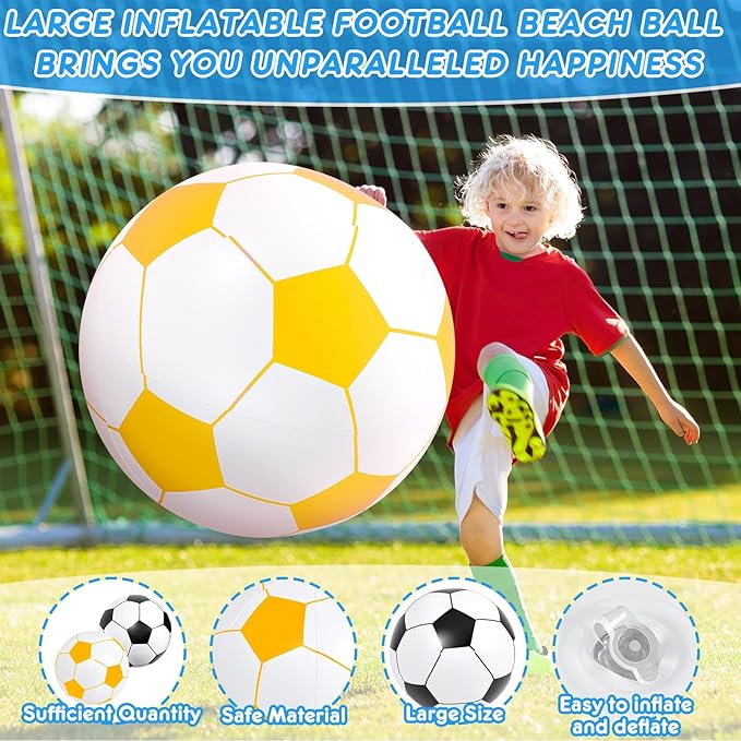 Lewtemi 2 Pcs 40 Inch Giant Inflatable Soccer Ball Large Huge Beach Balloons Oversized Football Sport Birthday Party Decoration Favor Gift Pool Supplies for Outdoor Piñata Activity