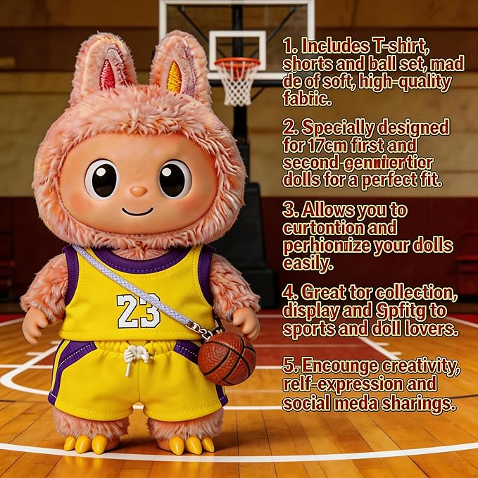 Sports-Themed Basketball Football 3-Piece Set,is Suitable for a 17cm Dolls, Dolls Clothing Accessories ( No Dolls )(NO.23 -Yellow)
