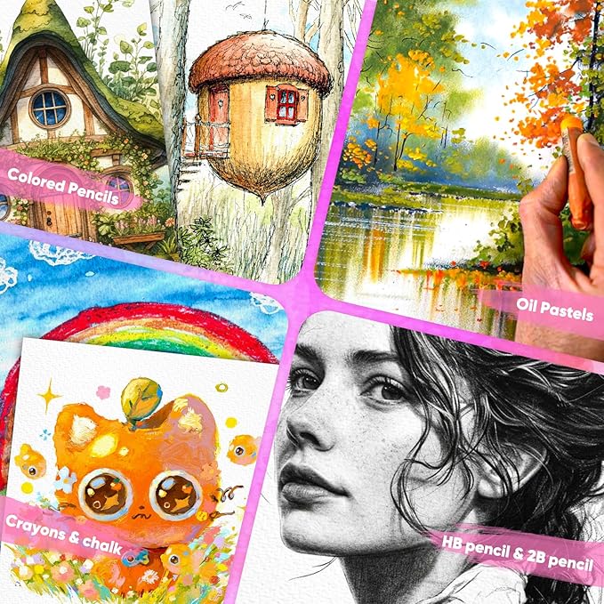 Watercolor Paper, 250 Sheets Water Color Paper Bulk, Art Supplies for Kids Adults, 9"x12" Artist Sketch Easel Painting Loose Drawing Paper, Valentines Day Stocking Stuffers, Teacher & School Supplies