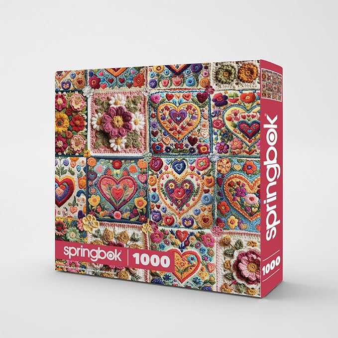 Springbok Crochet Hearts 1000 Piece Jigsaw Puzzle for Adults - Poster Now Included - Unique Cut Pieces - Made in USA