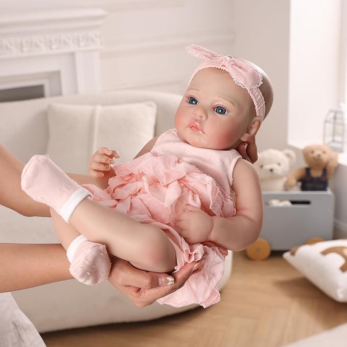 MYREBABY Lifelike Reborn Baby Dolls, 17 Inch Soft Vinyl Realistic Newborn Baby Dolls Poseable Real Life Baby Girls Dolls with Doll Accessories and Gift Box for 3+ Year Old Girls Kids
