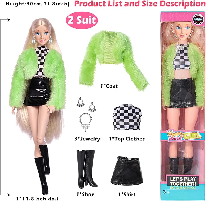 ebuddy 6 Pack 11.5 Inch Fashion Dolls Set - 6 Stylish White Skin Dolls with Unique Outfits & Accessories