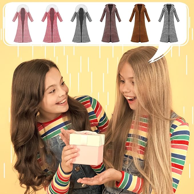 Fourluoo 6 Pcs Spring Doll Clothes 11.8 Inch Fashion Doll Outfits Pants Dresses Skirts Sweet for Xmas Fall Birthday Gifts(Retro Style)