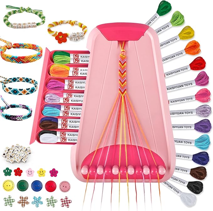 Friendship Bracelet Making Kit for Girls Ages 8-12, Kids Jewelry Making Kit with 28 Pre-Cut Threads and Letter Beads, Arts and Crafts for Kids, Birthday Easter Gifts for 6 7 8 9 10 11 12 Year Old