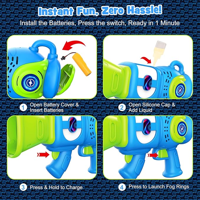 Fart Gun Toy for kids: Fart Blaster with Real Fog Rings, 2 Scents, 2 Sound Effects & Color-Changing Lights, Anti-Backflow Design for Boy, Girl, Funny Prank Gift for Easter Birthday and Party Fun