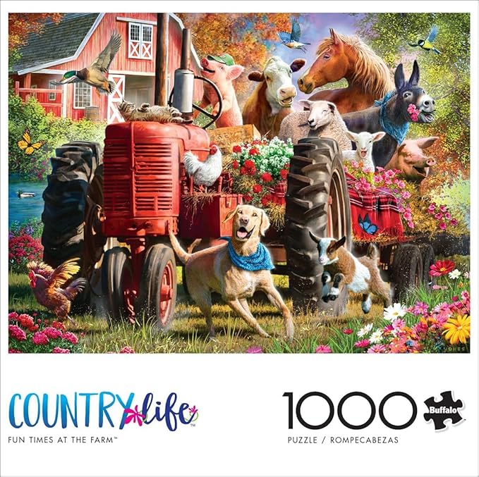 Buffalo Games - Larry Jones - Fun Times at The Farm - 1000 Piece Jigsaw Puzzle for Adults -Challenging Puzzle Perfect for Game Nights - Finished Size is 26.75 x 19.75